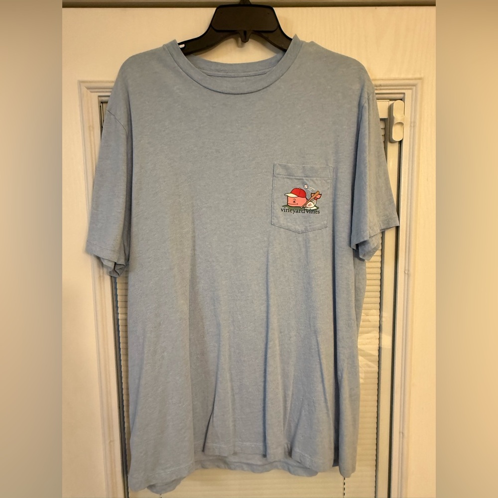 Vineyard Vines Light Blue Pocket Tee with Crab Graphic